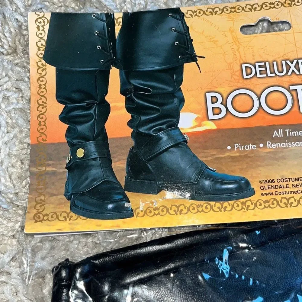 New Deluxe Vinyl Pirate Boot Tops  Cosplay Halloween  Fits Over Most Adult Boots
